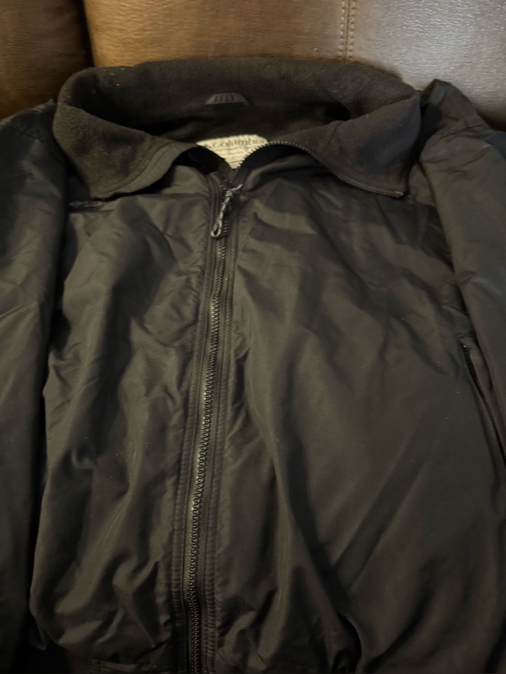 Mens Columbia Black Bomber Zip Up Jacket Size XL